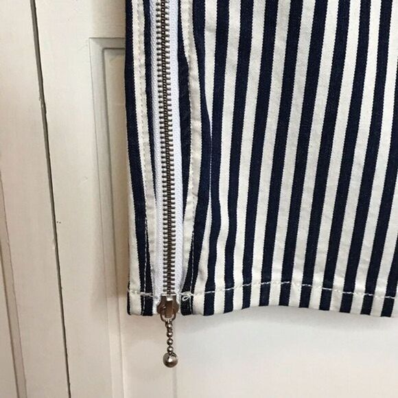 Current Elliott Pant Size 29 The Cropped Lexton Blue White Stripe Zipper Hemline - Picture 7 of 10